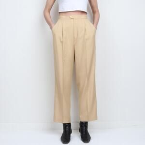Vintage 90s Neutral Pleated High Waist Straight Leg Trouser Size 8 S/M